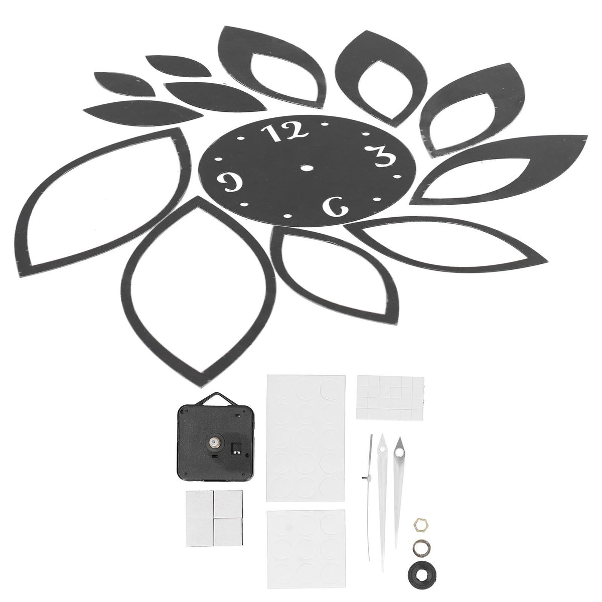 DIY Mirror Wall Clock Stickers Modern Decor for Home Living Room Background StickerBlack