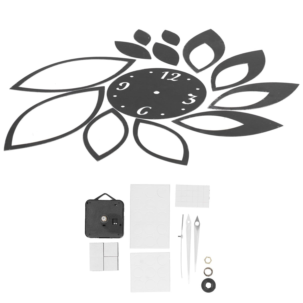DIY Mirror Wall Clock Stickers Modern Decor for Home Living Room Background StickerBlack