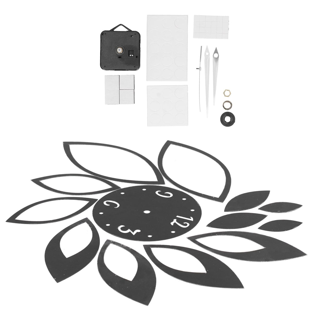 DIY Mirror Wall Clock Stickers Modern Decor for Home Living Room Background StickerBlack