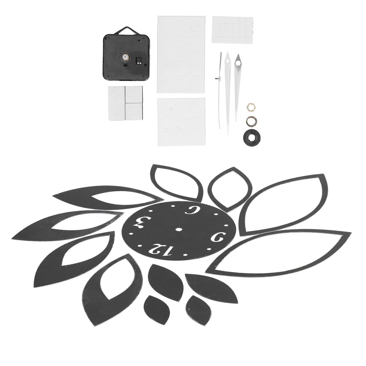 DIY Mirror Wall Clock Stickers Modern Decor for Home Living Room Background StickerBlack