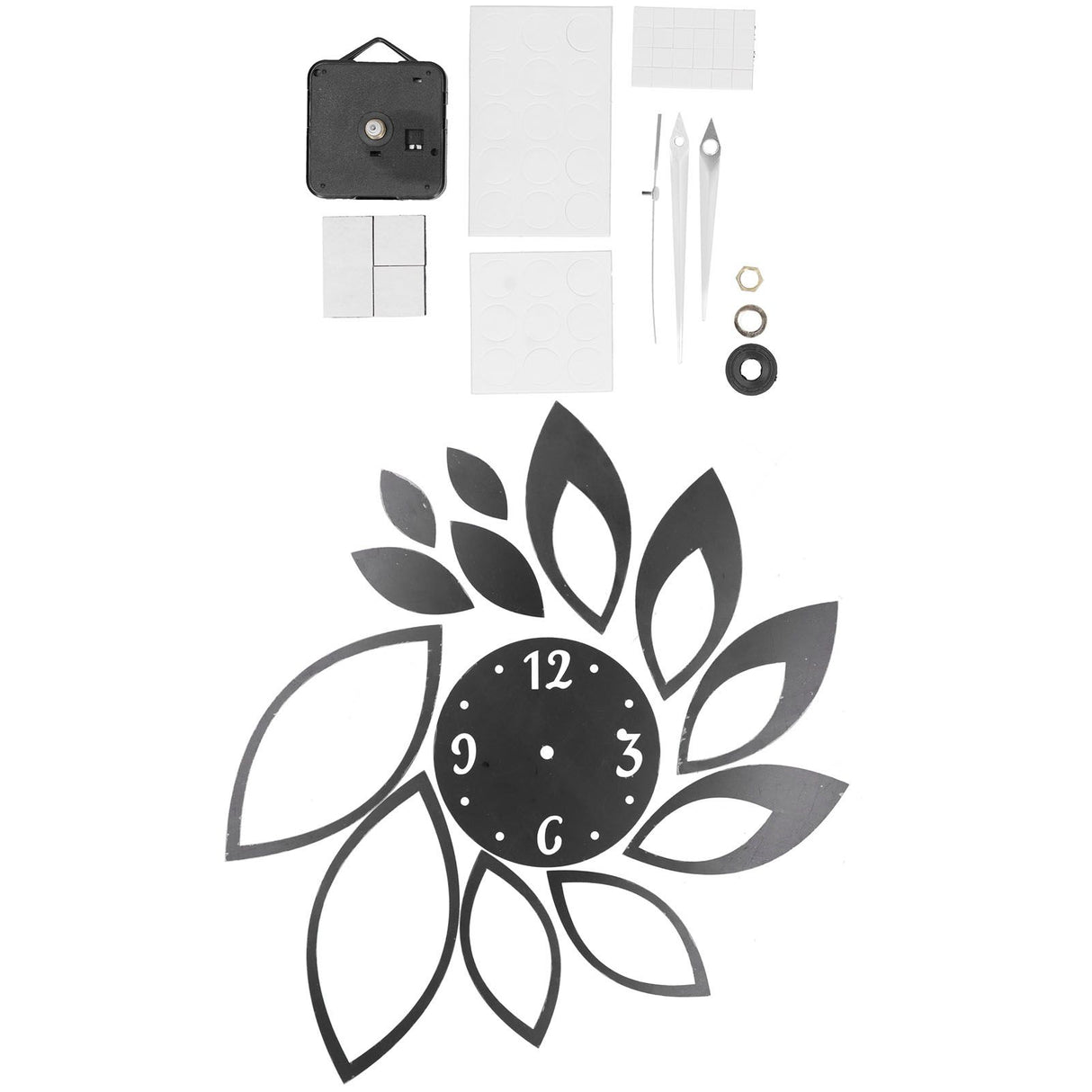 DIY Mirror Wall Clock Stickers Modern Decor for Home Living Room Background StickerBlack