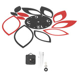 DIY Mirror Wall Clock Stickers Modern Decor for Home Living Room Background Sticker(Noir rouge )