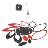 DIY Mirror Wall Clock Stickers Modern Decor for Home Living Room Background Sticker(Noir rouge )