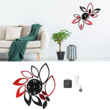 DIY Mirror Wall Clock Stickers Modern Decor for Home Living Room Background Sticker(Noir rouge ) - Extra Image