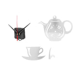 DIY Wall Clock Mirror Surface Sticker TeapotShaped Decals for Living Room Bedroom(Silver ) - Side View