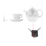 DIY Wall Clock Mirror Surface Sticker TeapotShaped Decals for Living Room Bedroom(Silver )
