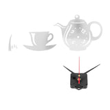 DIY Wall Clock Mirror Surface Sticker TeapotShaped Decals for Living Room Bedroom(Silver ) - 45-Degree Angle
