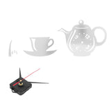 DIY Wall Clock Mirror Surface Sticker TeapotShaped Decals for Living Room Bedroom(Silver ) - Close-Up Angle