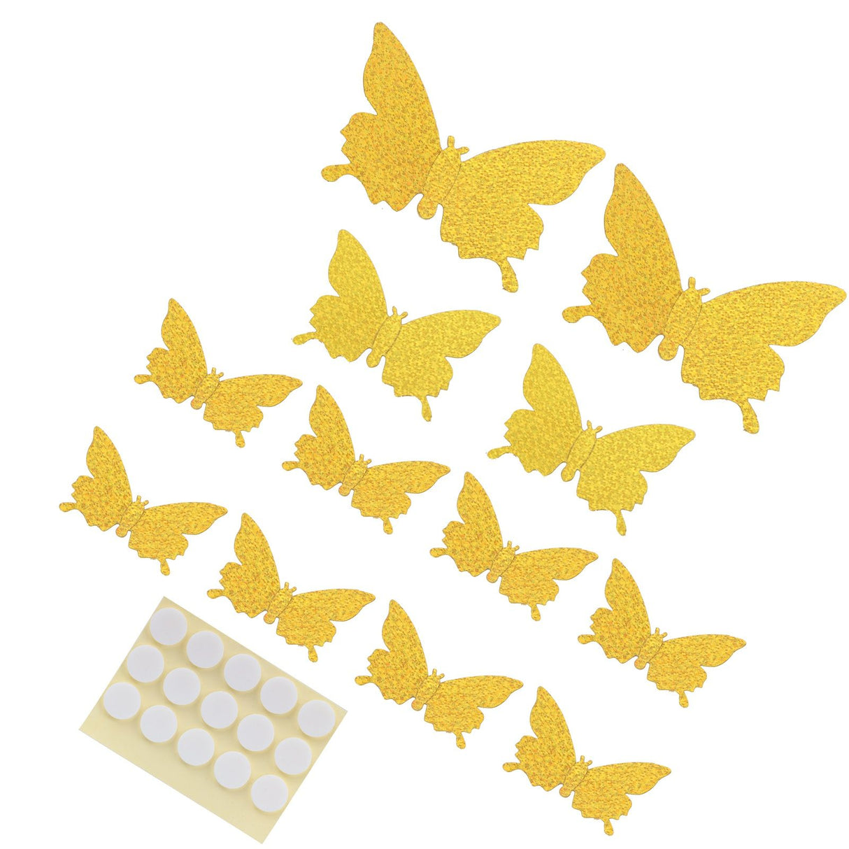 12Pcs/Set 3‑Dimensional Sticker Simulation Flash Wallpaper Living Room Wedding Wall Art for HomeShiny Gold