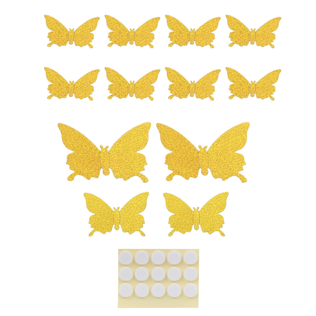 12Pcs/Set 3‑Dimensional Sticker Simulation Flash Wallpaper Living Room Wedding Wall Art for HomeShiny Gold