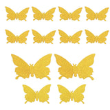 12Pcs/Set 3‑Dimensional Sticker Simulation Flash Wallpaper Living Room Wedding Wall Art for HomeShiny Gold