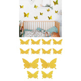 12Pcs/Set 3‑Dimensional Sticker Simulation Flash Wallpaper Living Room Wedding Wall Art for HomeShiny Gold