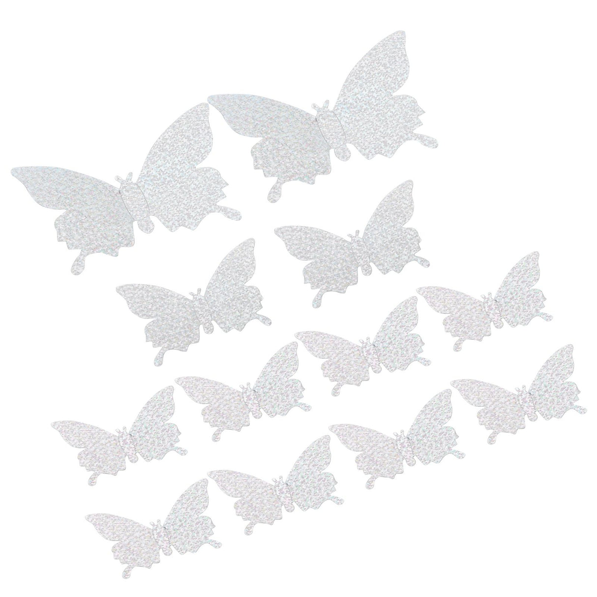 12Pcs/Set 3‑Dimensional Sticker Simulation Flash Wallpaper Living Room Wedding Wall Art for HomeShiny Silver