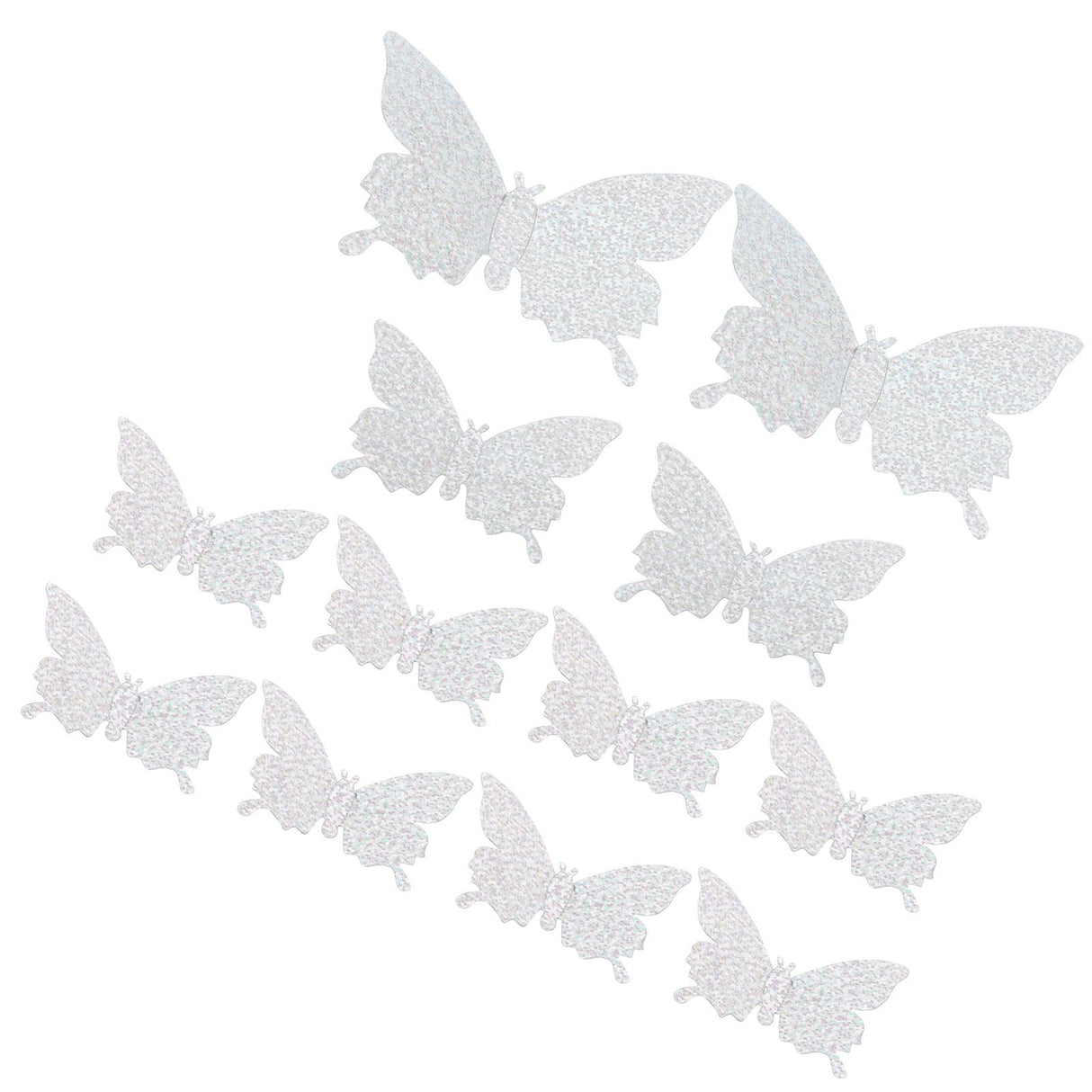 12Pcs/Set 3‑Dimensional Sticker Simulation Flash Wallpaper Living Room Wedding Wall Art for HomeShiny Silver