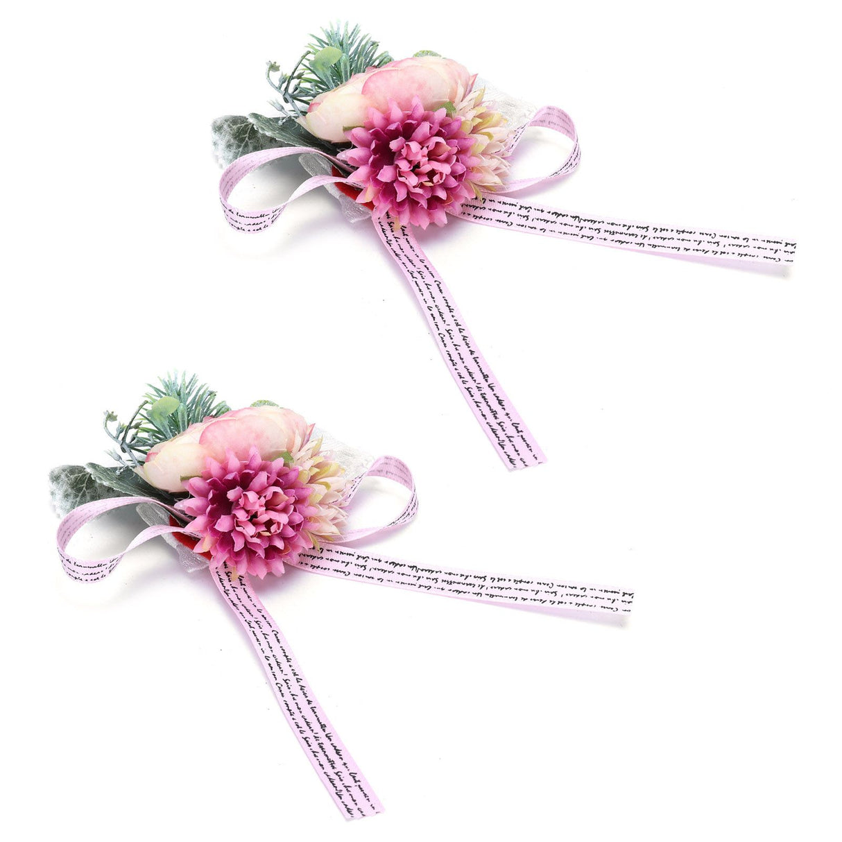 2Pcs Wedding Bridal Corsage Bridesmaid Wrist Flower for Wedding Party AnniversaryPink