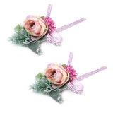 2Pcs Wedding Bridal Corsage Bridesmaid Wrist Flower for Wedding Party AnniversaryPink