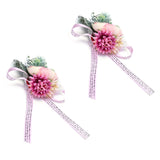 2Pcs Wedding Bridal Corsage Bridesmaid Wrist Flower for Wedding Party AnniversaryPink - Extra Image
