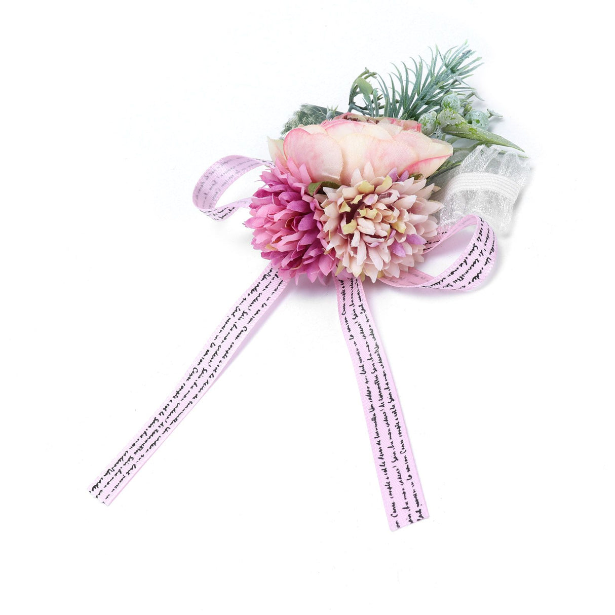 2Pcs Wedding Bridal Corsage Bridesmaid Wrist Flower for Wedding Party AnniversaryPink