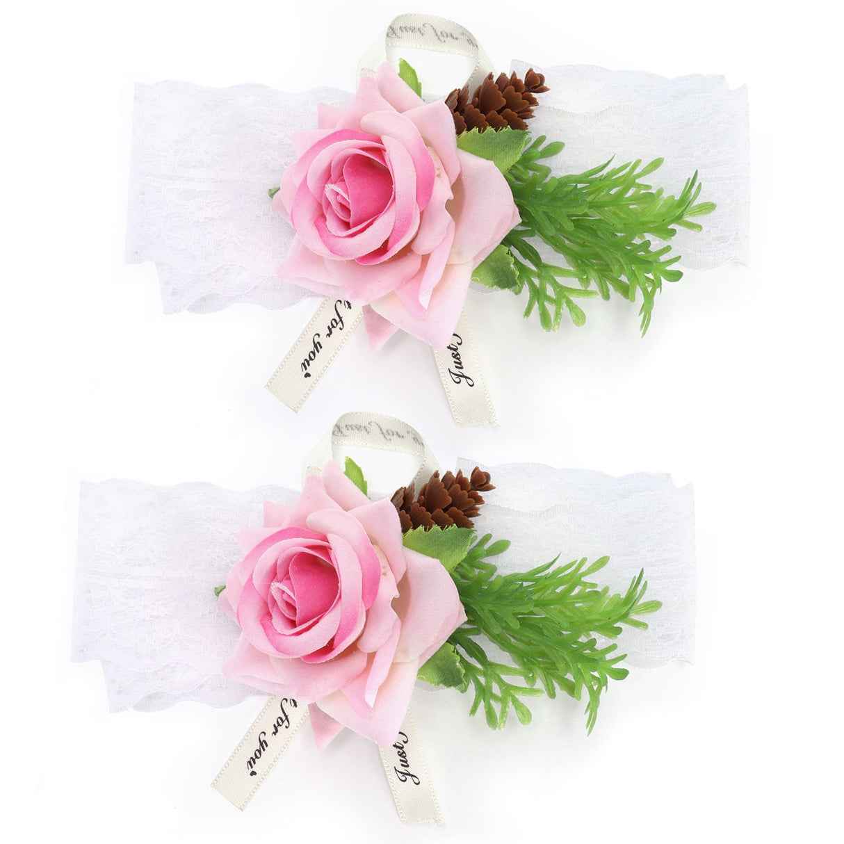 2Pcs Bridesmaid Silk Wrist Flower Bridal Corsage Wedding Ceremony Decoration SupplyPink