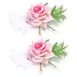 2Pcs Bridesmaid Silk Wrist Flower Bridal Corsage Wedding Ceremony Decoration SupplyPink - Low Angle