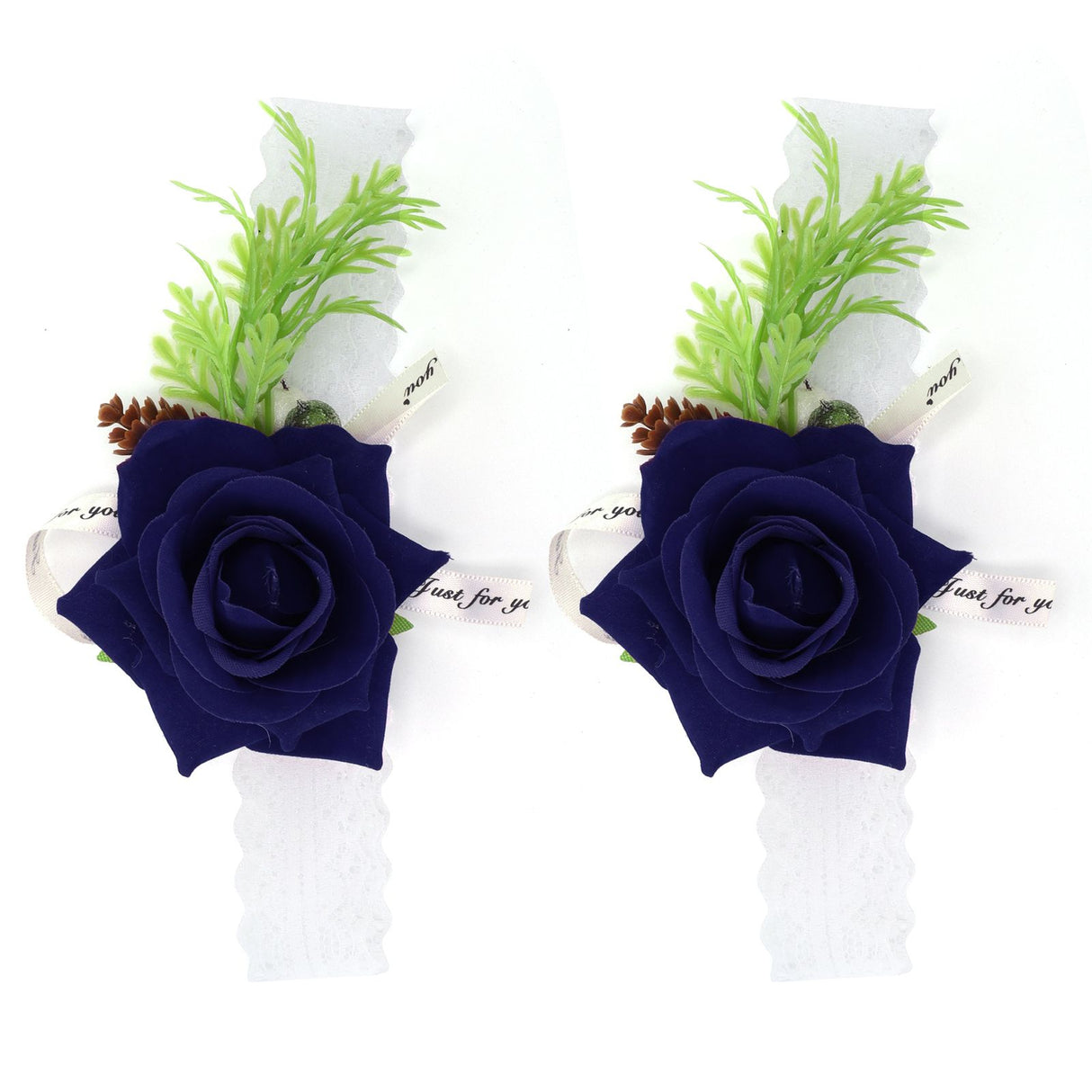 2Pcs Bridesmaid Silk Wrist Flower Bridal Corsage Wedding Ceremony Decoration SupplySapphire Blue