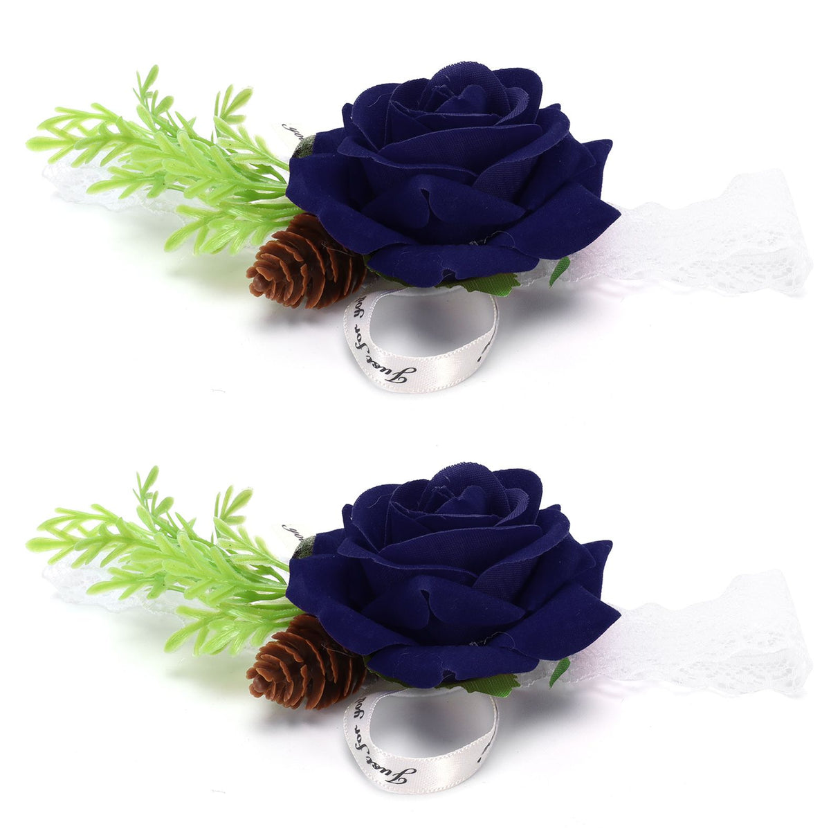 2Pcs Bridesmaid Silk Wrist Flower Bridal Corsage Wedding Ceremony Decoration SupplySapphire Blue
