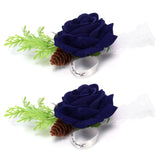 2Pcs Bridesmaid Silk Wrist Flower Bridal Corsage Wedding Ceremony Decoration SupplySapphire Blue