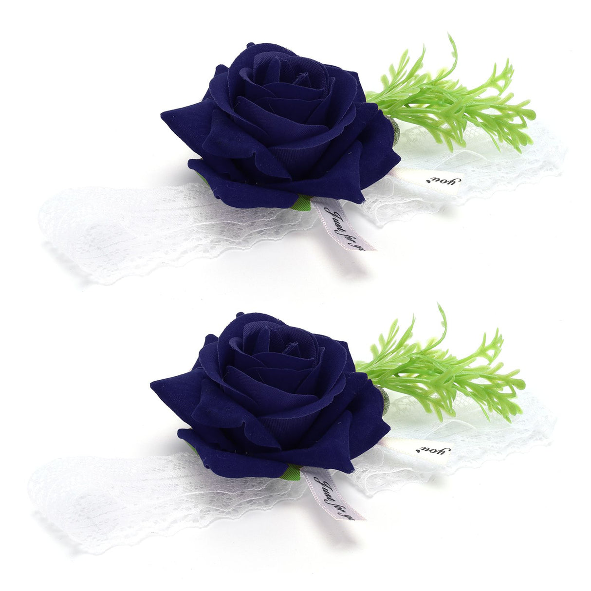 2Pcs Bridesmaid Silk Wrist Flower Bridal Corsage Wedding Ceremony Decoration SupplySapphire Blue
