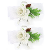 2Pcs Bridesmaid Silk Wrist Flower Bridal Corsage Wedding Ceremony Decoration SupplyWhite