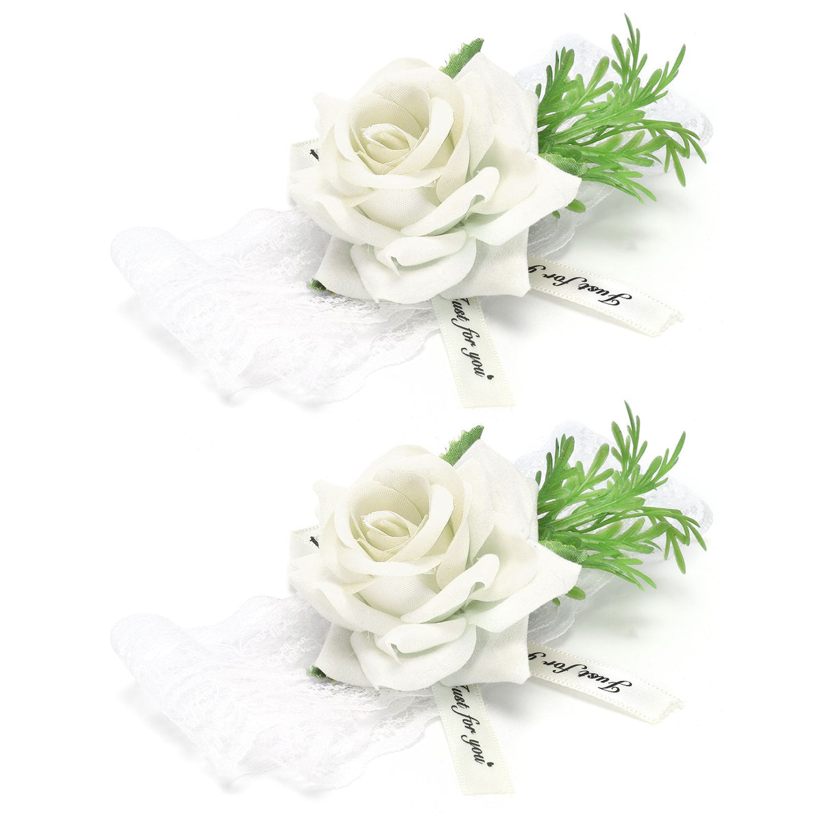 2Pcs Bridesmaid Silk Wrist Flower Bridal Corsage Wedding Ceremony Decoration SupplyWhite