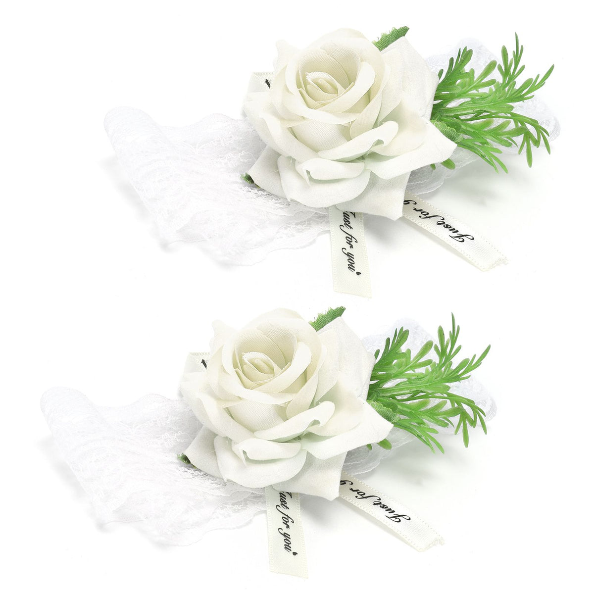 2Pcs Bridesmaid Silk Wrist Flower Bridal Corsage Wedding Ceremony Decoration SupplyWhite