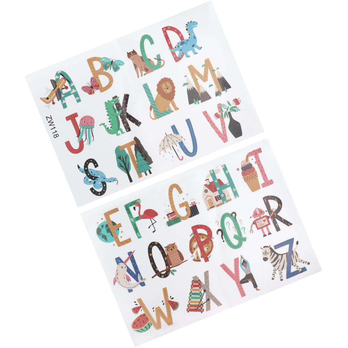 Animals Plants English Letters Pattern Wall Sticker Wall Decals for Kids Room Decor
