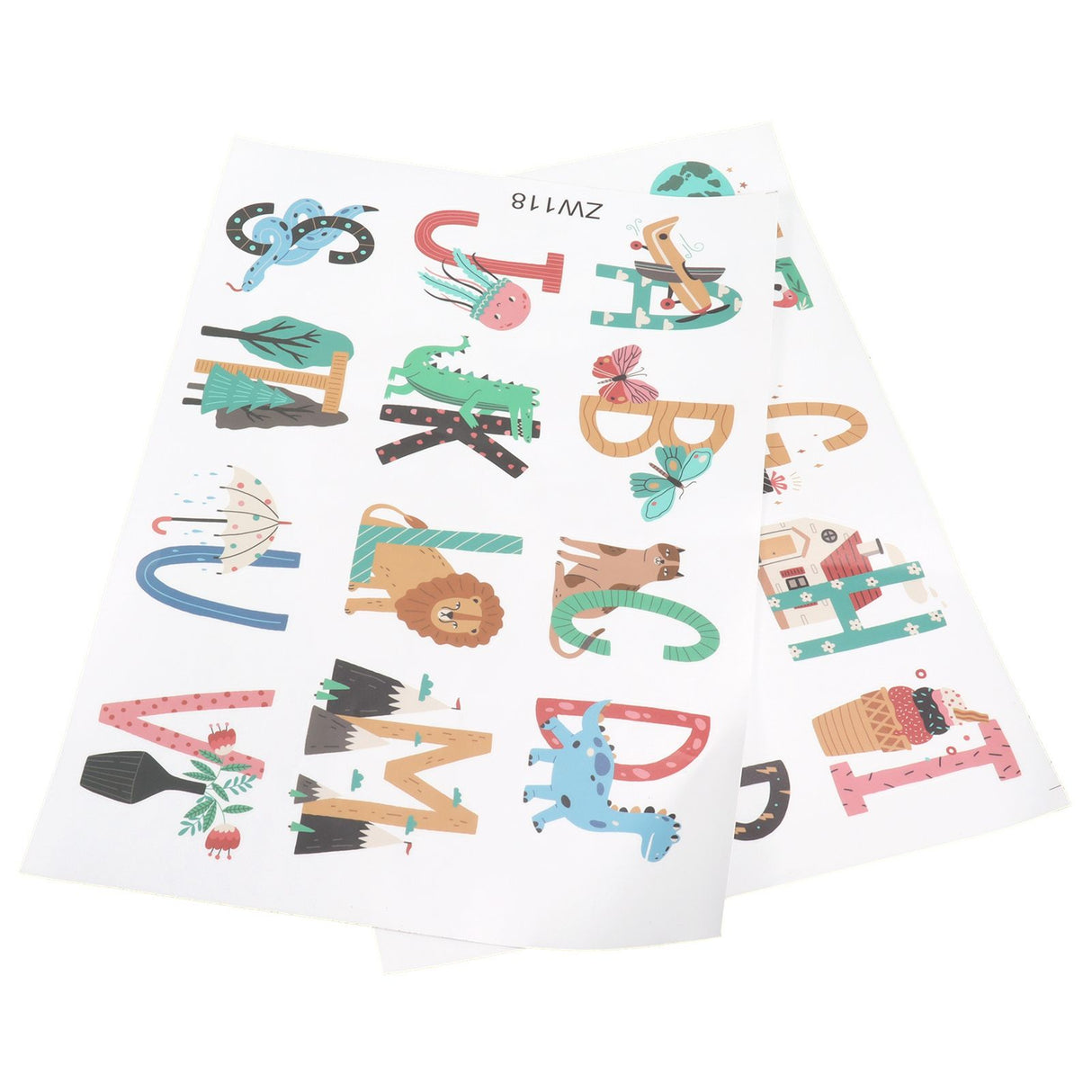Animals Plants English Letters Pattern Wall Sticker Wall Decals for Kids Room Decor