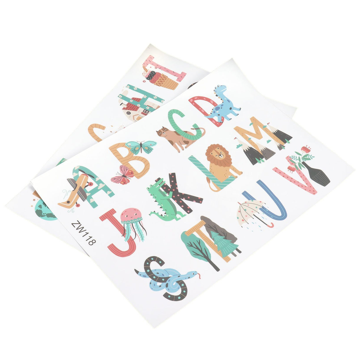 Animals Plants English Letters Pattern Wall Sticker Wall Decals for Kids Room Decor