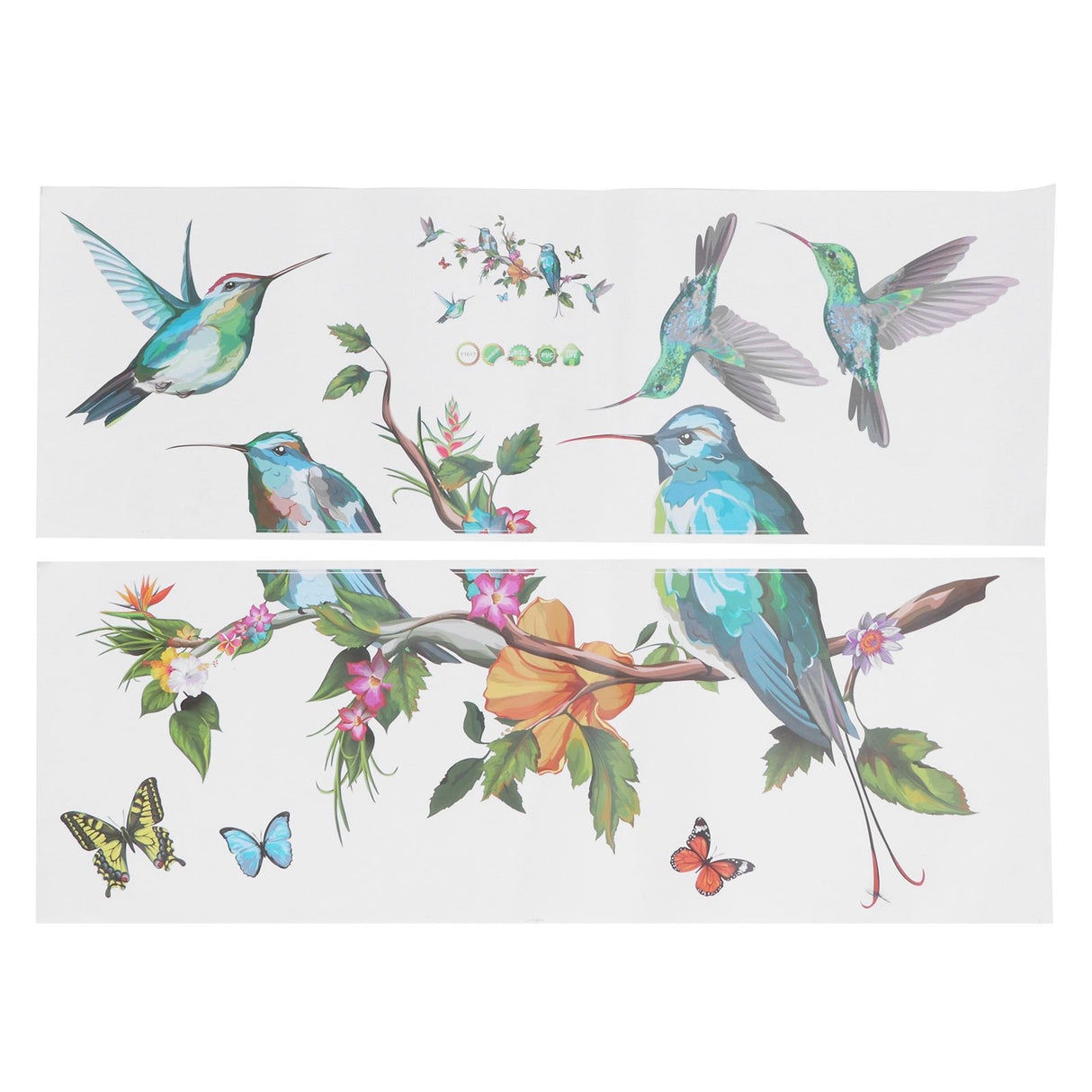 Colorful Butterflies Birds Tree Branch Pattern Wall Sticker Self Adhesive Wallpaper Room Decor