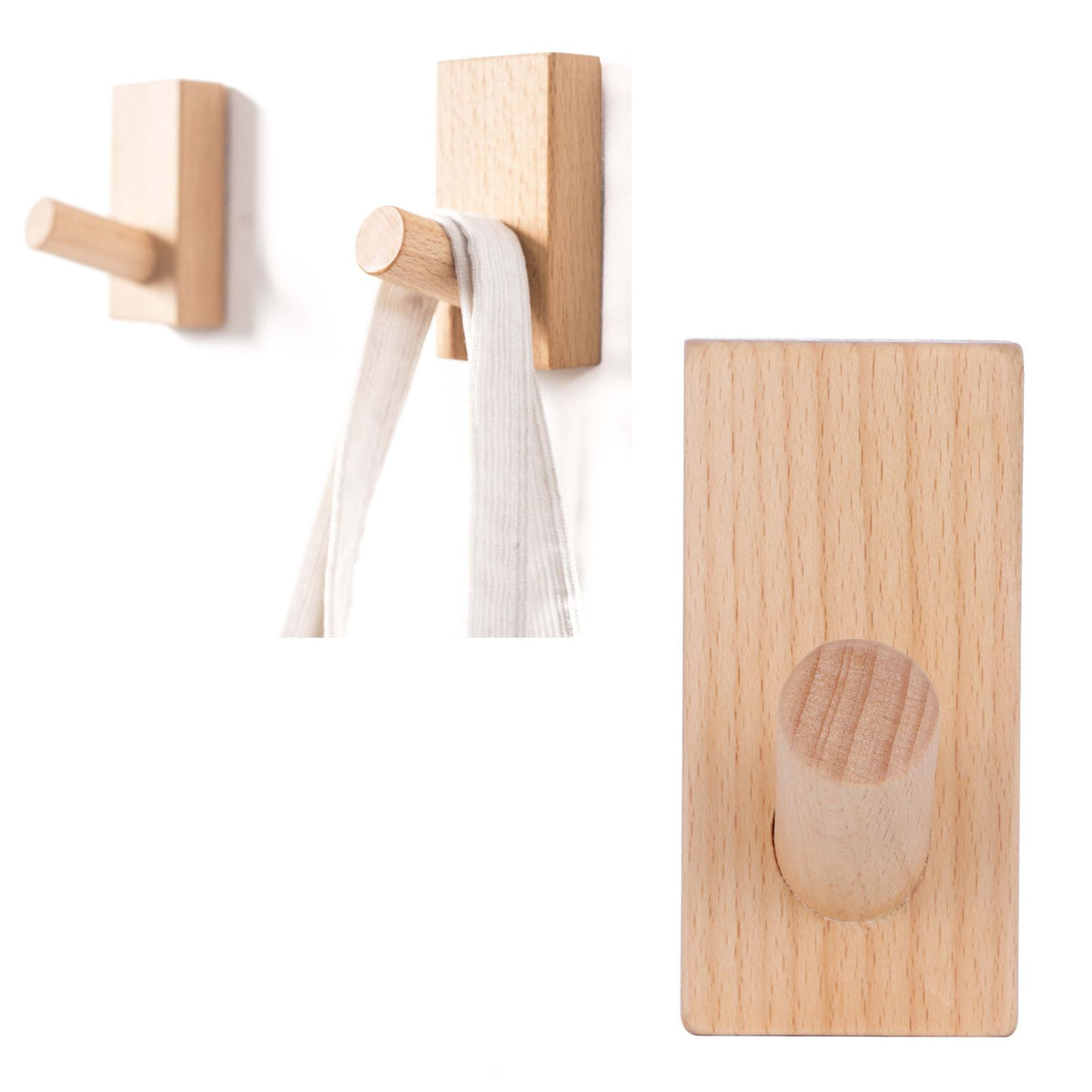 Originality Wall Hanging Hook Wooden Door Clothes Hat Hanger for Bedroom Bathroom
