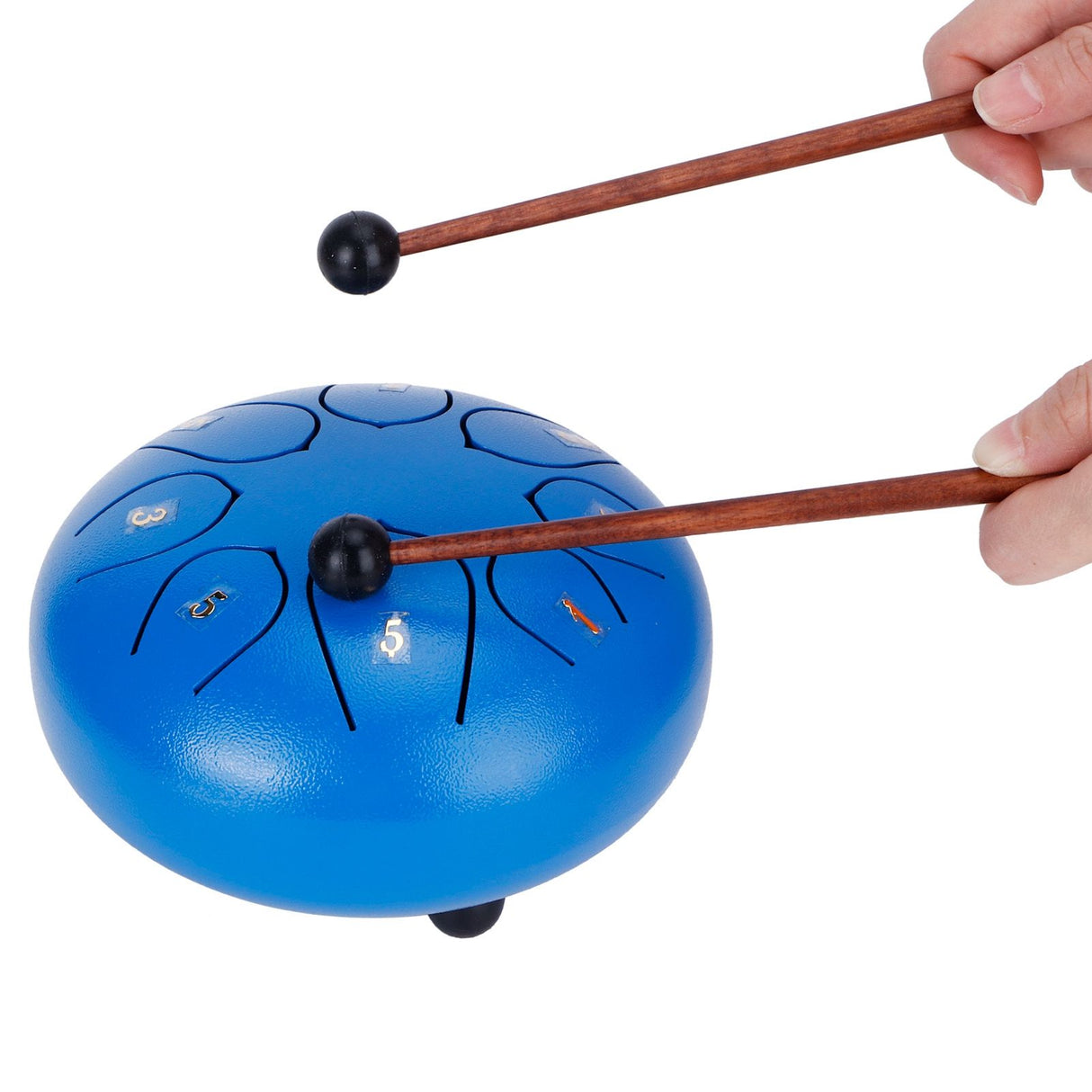 6in Tongue Drum 8‑Tones Ethereal Hand Pan Drums with Drumstick Percussion InstrumentBlue
