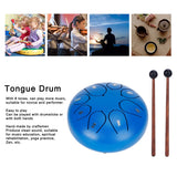 6in Tongue Drum 8‑Tones Ethereal Hand Pan Drums with Drumstick Percussion InstrumentBlue - Extra Image