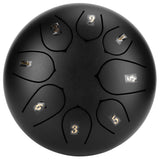 6in Tongue Drum 8‑Tones Ethereal Hand Pan Drums with Drumstick Percussion InstrumentBlack - Side View