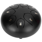 6in Tongue Drum 8‑Tones Ethereal Hand Pan Drums with Drumstick Percussion InstrumentBlack - Top-Down View