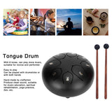 6in Tongue Drum 8‑Tones Ethereal Hand Pan Drums with Drumstick Percussion InstrumentBlack