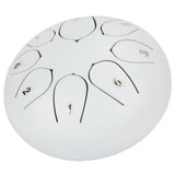 6in Tongue Drum 8‑Tones Ethereal Hand Pan Drums with Drumstick Percussion InstrumentWhite