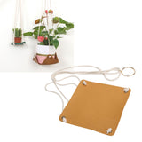 Hanging Planter Holder PU Leather Base Cotton Rope Net Flowerpot Hanging Basket for GardeningYellow 10cm