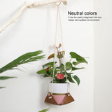 Hanging Planter Holder PU Leather Base Cotton Rope Net Flowerpot Hanging Basket for GardeningYellow 10cm