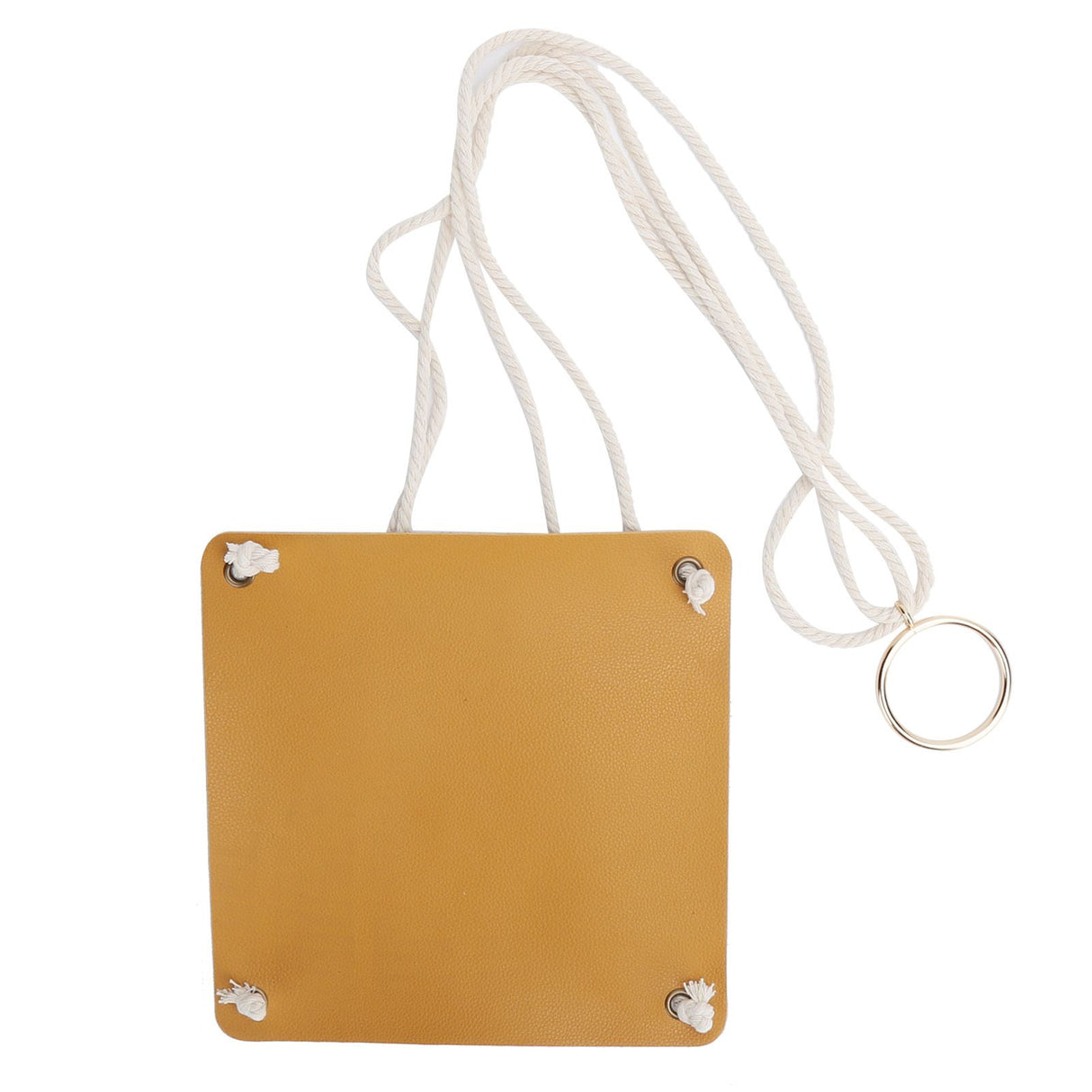 Hanging Planter Holder PU Leather Base Cotton Rope Net Flowerpot Hanging Basket for GardeningYellow 20cm