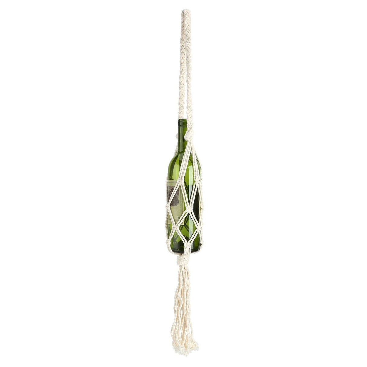 Wine Bottle Holder Bohemian Style Hand Knitting Cotton Rope Bottles Storage Hanging BagBeige