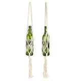 Wine Bottle Holder Bohemian Style Hand Knitting Cotton Rope Bottles Storage Hanging BagBeige