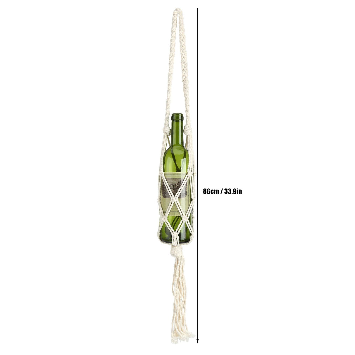 Wine Bottle Holder Bohemian Style Hand Knitting Cotton Rope Bottles Storage Hanging BagBeige
