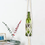 Wine Bottle Holder Bohemian Style Hand Knitting Cotton Rope Bottles Storage Hanging BagBeige