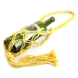 Wine Bottle Holder Bohemian Style Hand Knitting Cotton Rope Bottles Storage Hanging BagYellow